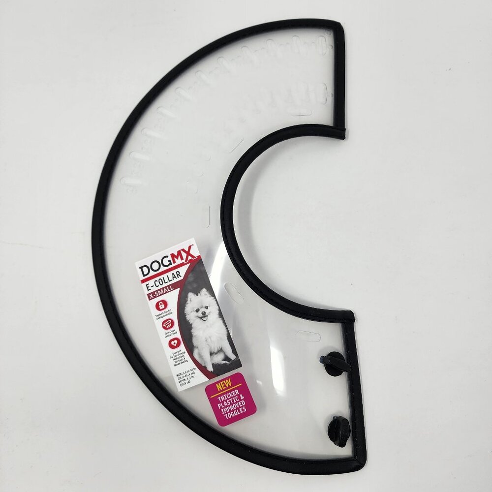 New DogMX E-Collar Reuseable Dog Cone size X-Small XS Extra Small Plastic Toggle